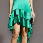 Cinq à Sept Cinq a Sept 100% Silk Colina Ruffle One Shoulder Cocktail Dress Sz 2 Jade Green Photo 0