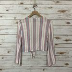 Lulus  Pippi Pink Striped Tie-Front Bell Sleeve Top - Medium Photo 12