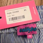 Edikted Mid-Rise Elastic Drawstring Waist Pinstripe Shorts Size XS Blue & White Photo 14