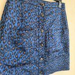 Banana Republic Blue Leopard Print Button Front Straight Skirt Womens 2 Photo 1