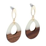 White Wooden Geometric Teardrop Earrings Photo 4