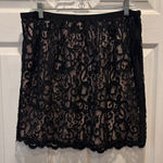 Ann Taylor NWT‎ Loft Womens Skirt Size 12 Black Beige Lace Overlay Lined Party Cocktail Photo 0