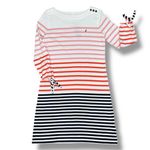 Nautica Striped Tie Sleeve Shirt Shift Dress White Coral Small Photo 13