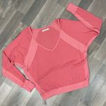 Free People  Santa‎ Clara Thermal Oversized Shirt Coral Pink Orange Medium Photo 13