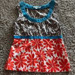 Boden Floral Tank Top with Red and Blue Accents size 6 Photo 0