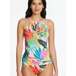Bleu Rod Beattie NEW.  underwire tropical print high neck tankini top. 10. Retail Photo 2