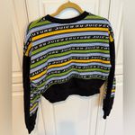 Juicy Couture Women’s Crop Sweatshirt Jumper Size XS oversized Y2K Green Stripes Photo 3
