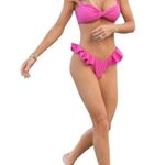Gianni Bini x Jess Southern NWT Ribbed Ruffle Hipster Pink Bikini Bottom Large Photo 10