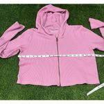 Hollister  WAFFLE FULL-ZIP HOODIE Womens Size Small Cropped Pink Cotton Photo 3