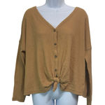 American Eagle Button Down Waffle Knit Long Sleeve Top size L Photo 0