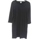 NWT J Jill Ponte Knit Black 3/4 Sleeve Shift Dress Sz Medium Minimalist Classic Photo 3