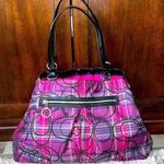 Coach  tote XL pink/purple multi colored plaid black Glitter C’s throughout EUC Photo 0