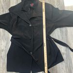 Gallery Woman  Black Trench Coat Size 22/24 Zip Button Belt Photo 4
