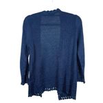 Ralph Lauren Lauren  Navy Blue Open Cardigan Womens Sz Medium 100% Linen Crotchet Photo 1