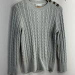 Charter Club Womans Long Sleeve Pullover Sweater Medium Silver Sparkly Mock Neck Photo 0