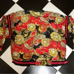 After All Vintage 80s 90s Woman Zip Up Windbreaker Jacket Baroque Paisley Chain Photo 5