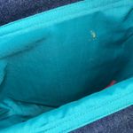 1970s Novelty Denim Geometric Aztec Wood Detail Top Handle Purse Photo 4