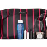 LANCOME Black Patent with Pink Stripes Large Cosmetic Bag Photo 1