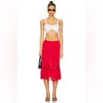 frankie's bikinis Hideaway Satin Midi Skirt in Cherry Photo 4