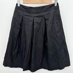 Ann Taylor Skirt Women 4 Black Solid Pleated A-Line Cotton Blend Hidden Back Zip Photo 0