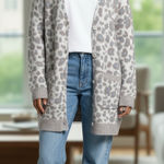 UGG  Tomara Animal Print Oversized Wool Blend Cardigan Sweater Sz S $198 Photo 0