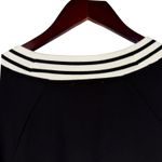 Magaschoni  Black Varsity V-Neck Sweatshirt Modal Blend Size M Athletic Preppy Photo 5