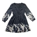 Cupshe Floral Print Chiffon Mini Dress Women's Medium Long Sleeves Black NEW Photo 0