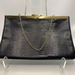 Vintage Etra Black and Brass Chain Croc Embossed Leather Purse Photo 0