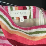 Talbots  Pencil Skirt Linen Blend Striped Skirt Pink Orange Green Size 8 Photo 5