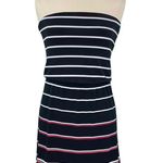 White House | Black Market WHBM Black Striped Strapless Summer Mini Dress Photo 0