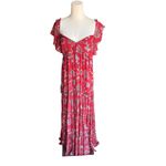 Sachin + Babi - Kara Maxi Dress Red Floral Chiffon Sz 10 Photo 4