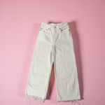 H&M H M Womens Cream Wide Leg Crop Jeans Distressed Raw Hem Size 2 US Photo 1