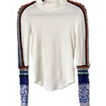 Free People  Switch It Up Cuff White Waffle Thermal Crochet Long Sleeve Top Sz XS Photo 6