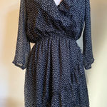 Abercrombie & Fitch Abercrombie Fitch Black White PolkaDot Ruffle Long Sleeve Dress M boho y2k flowy Photo 0