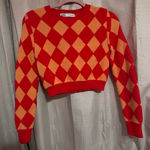 ZARA  Hot pink and orange checkered sweater  Photo 0