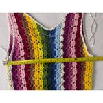 MOTHER Rainbow Crochet Maxi Dress Sleeveless V Neck Boho one size fits all‼️ Yellow Photo 10