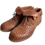 Patricia Nash Sabrina Perforated Ankle Booties Womens Size 7 Tan Foldover Cuffed Photo 4