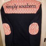 Simply Southern  Sz S Pullover Navy Vine Pattern Half Zip Long Sleeve Sweatshirt Photo 2