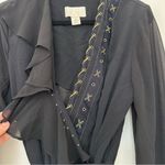 Cache  Vintage Womens Long Sleeve Ruffle Detail Jumpsuit Black Medium Photo 3