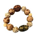 Hand Crafted Wood Beaded Earth Natural Tones Stretch Bracelet Brown Photo 2