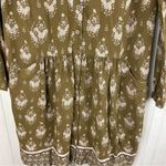 Garnet Hill Dropwaist Button-Up Dress Olive Green Floral Women's Size 2 Bohemian Photo 13