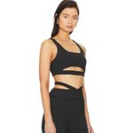 GIGI C Revolve Andrea Sports Bra Women's Small Black Ribbed Cutout V Photo 11