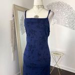 Early 2000's Navy Blue Black Whimsygoth Crushed Velvet Ethereal Prom Dress L Size L Photo 2