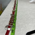 Red suede leather tie hip belt concho w/beads fringed silver metal southwestern Photo 9