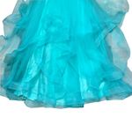 Ed Young Aqua Tulle Skirt Ruffle Layered w/ Rhinestone Waist |Size Small Blue Photo 8