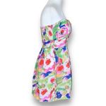 Eva Rose Dress Fuchsia Pink Floral Printed Strapless Sweetheart Neckline Mini White Photo 1