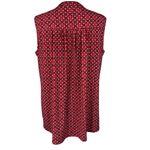 Dress Barn  1X-Large Tunic Top Geometric Stretch V-Neck Pleated Sleeveless Red Photo 3