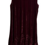 Johnny Was Floral Embroidered Dress Womens Burgundy Tank Midi Sleeveless Velvet Photo 0