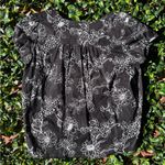 Sag Harbor  black and white floral Button Down Blouse Photo 1