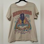 Zoe & Liv Nashville TN Music City Graphic Tee Shirt Beige Size L Photo 0